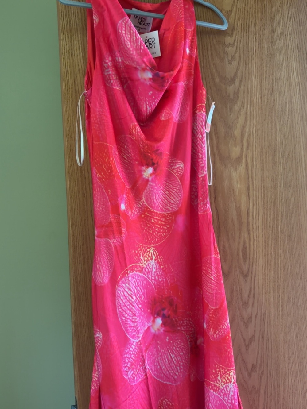 Paper hearts Pink Floral Cowl-Neck Maxi Dress